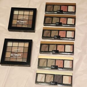 NYX & Revlon Eyeshadow Lot - All New! 8 Palettes - Warm Neutral Metallic